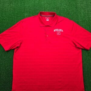 Nebraska CornHuskers Polo Shirt Mens XL Red Short Sleeve Champion NCAA College